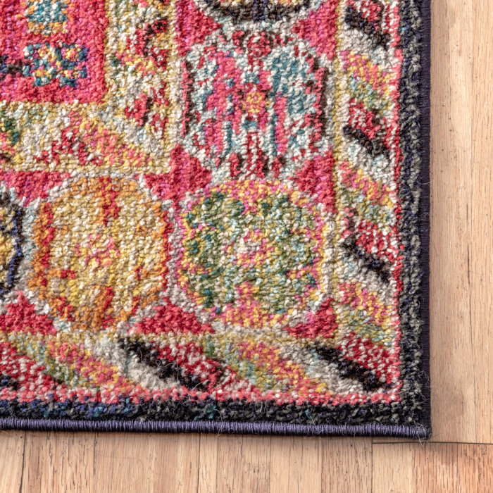 Bungalow Rose Shetucket Bohemian Power Loom Performance Blue/Pink